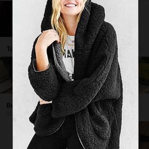 NWT black/grey super soft reversible hooded jacket